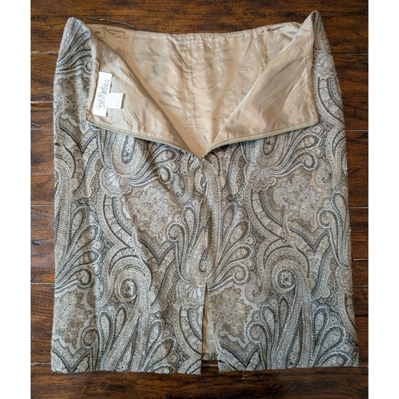 Bob Mackie Designer Sequin Paisley Skirt Vintage Glam Disco Y2K Party 34" W - Picture 8 of 8